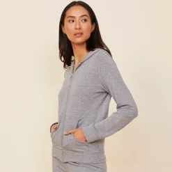 MONROW Supersoft Zip Up Dark Heather Hoody DARKHEATHER Cheap